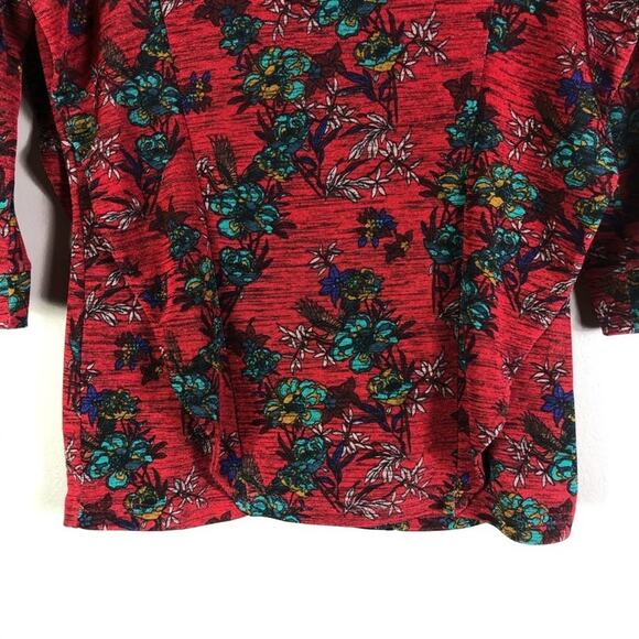 Free People Red Floral Dock Street Knit Blouse - Picture 6 of 7